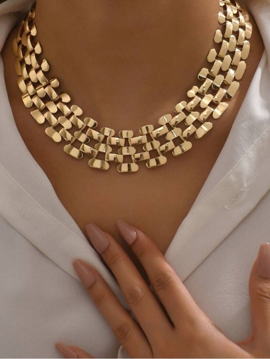 Jewelry - Gold Multi-Row Sculpted Link Necklace
